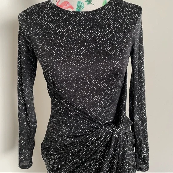 ⭐️HOST PICK 🤩NEW Black Glitter Bodycon Dress 🖤 -Twist knot gathered🪩 - Picture 8 of 10